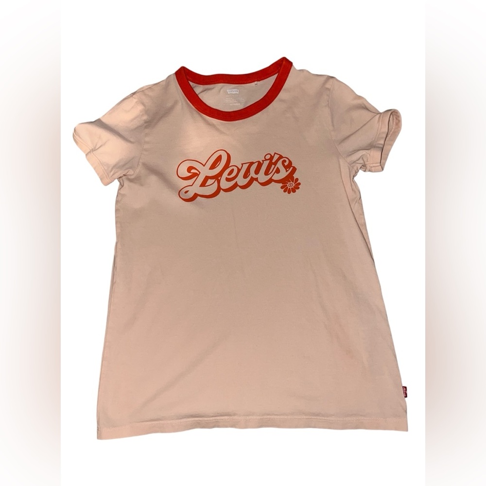 Levi’s Retro Ringer Graphic Tee - Peach & Red - Size XS